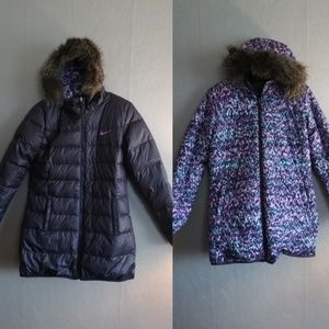 Long Nike 550 Down Puffer Reversible Coat